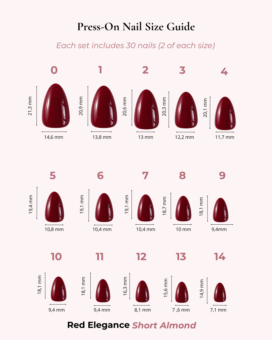 Red Elegance Short Almond