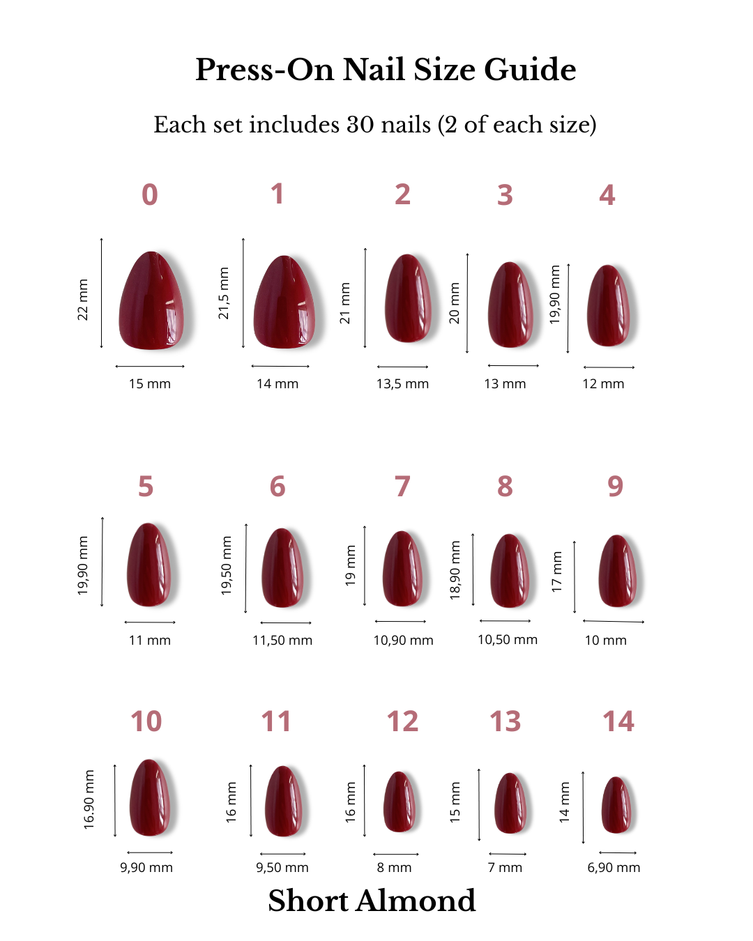 Red Elegance Short Almond