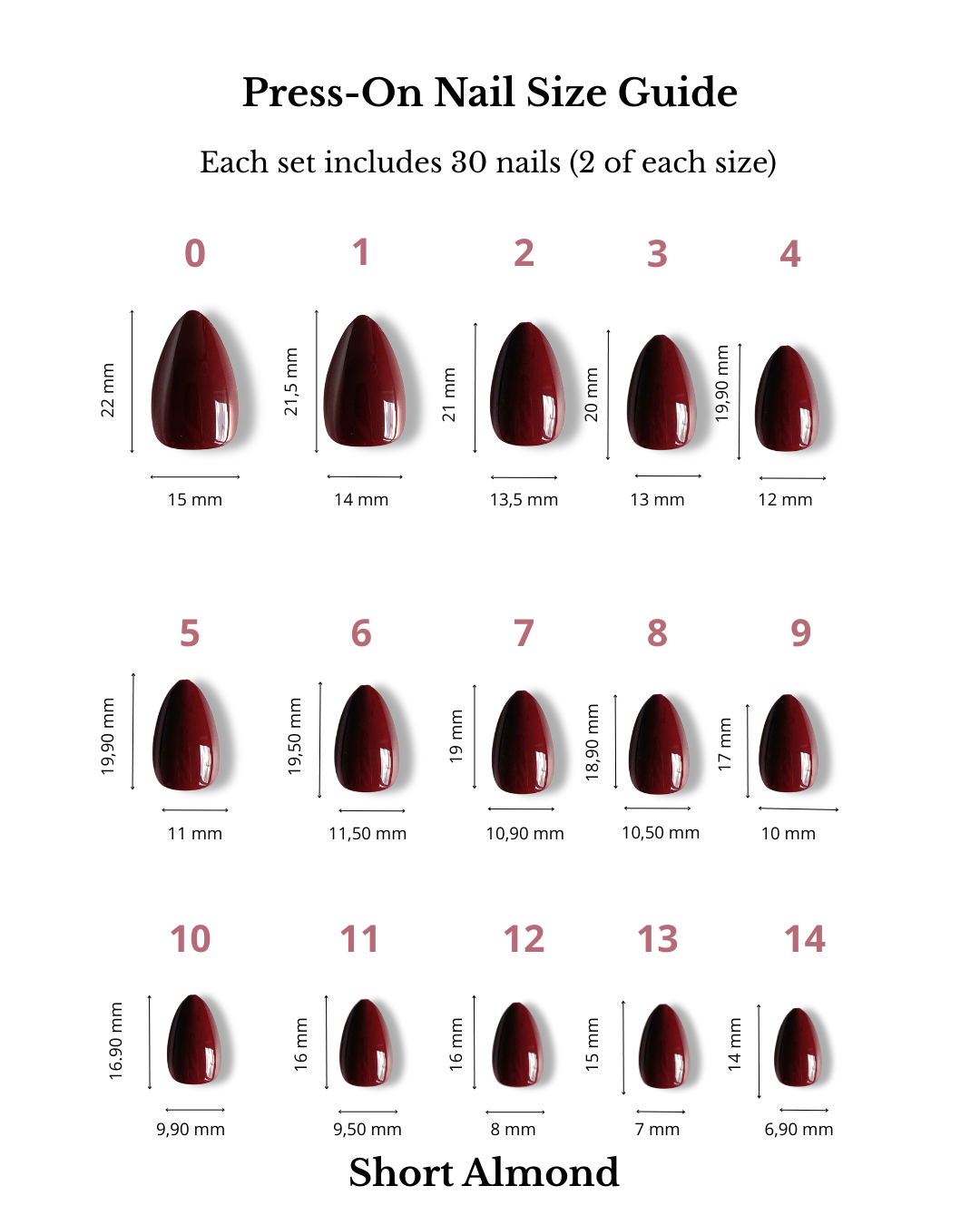 Wine Red Short Almond